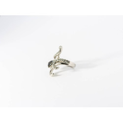 Swirled-Lines Cocktail Ring with Black Pear-Shape Stone