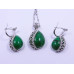 Green Drop Four-Leaf Clover Pendant and Earrings Set