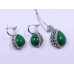 Green Drop Four-Leaf Clover Pendant and Earrings Set