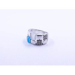Square-Design Multi-Color Cocktail Ring, in Plated White Gold