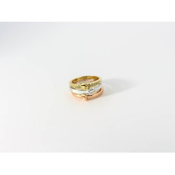 Three-Band Belt-Design Ring Set, Tri-Color