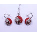 Red Drop Buttery Pendant and Earrings Set