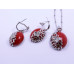 Red Drop Buttery Pendant and Earrings Set
