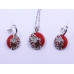 Red Drop Buttery Pendant and Earrings Set