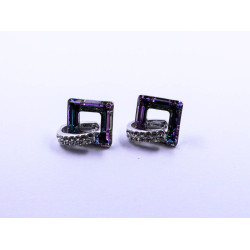 Square-Shape Agate-Style Stone Earrings (Available in Blue or Purple)