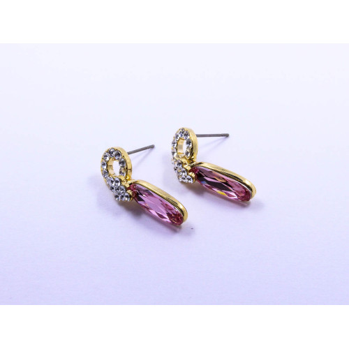 Elegant Stone Drop Earrings (Available in Pink, Red, Topaz-style, and Citrine-style colors)