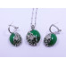 Green Drop Buttery Pendant and Earrings Set