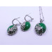 Green Drop Buttery Pendant and Earrings Set