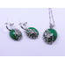 Green Drop Buttery Pendant and Earrings Set
