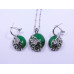 Green Drop Buttery Pendant and Earrings Set