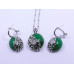 Green Drop Buttery Pendant and Earrings Set