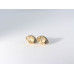 Eye-Shape Earrings with White Cabochon and Stones, in Plated Yellow-Gold