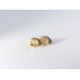 Eye-Shape Earrings with White Cabochon and Stones, in Plated Yellow-Gold
