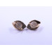 Eye-Shape Earrings with White Cabochon and Stones, in Plated Rose-Gold