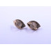 Eye-Shape Earrings with White Cabochon and Stones, in Plated Rose-Gold