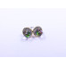 Disc-Shape Earrings with Multi-Hue Square-Shape Stone