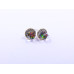 Disc-Shape Earrings with Multi-Hue Square-Shape Stone