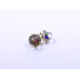 Disc-Shape Earrings with Multi-Hue Square-Shape Stone