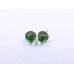 Disc-Shape Earrings with Green Square-Shape Stone