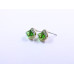 Disc-Shape Earrings with Green Square-Shape Stone