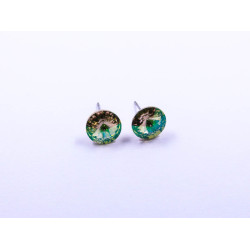 Large Circle-Shape Stud Earrings, Green