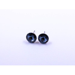 Large Circle-Shape Stud Earrings, Blue