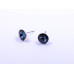 Large Circle-Shape Stud Earrings, Blue