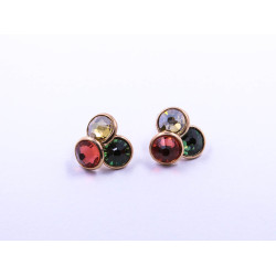 Three-Stone Multi-Color Cluster Earrings