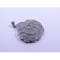 Large Silver Pendant in Waved Flower Design