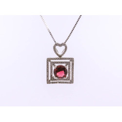 Gem and Heart Pendant Necklace