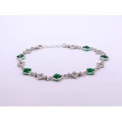 Diamond-shaped and Green Gem Silver Bracelet