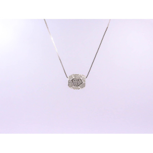Real Silver 3-D Assymetrical Barrel Necklace