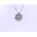 Flower Pendant and Earrings Set with Baguette-Style White Stones