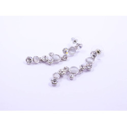 White Gem and Stone Drop Earrings