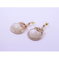 Circular White Stone Pendant Earrings