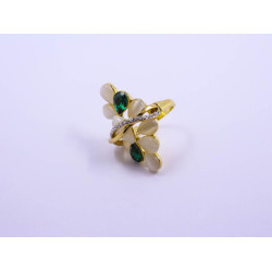 White  Stone and Green Gem Ring