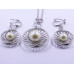 White Pearl Pendant and Earrings Set