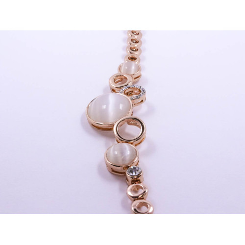 Gold Chain Circle Gem Cluster Bracelet