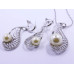 White Pearl Pendant and Earrings Set in Paisley Shape
