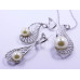 White Pearl Pendant and Earrings Set in Paisley Shape