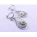 White Pearl Pendant and Earrings Set in Paisley Shape