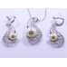 White Pearl Pendant and Earrings Set in Paisley Shape