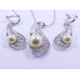 White Pearl Pendant and Earrings Set in Paisley Shape
