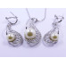 White Pearl Pendant and Earrings Set in Paisley Shape