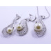 White Pearl Pendant and Earrings Set in Paisley Shape