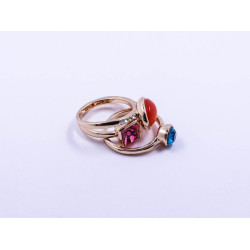Three-Ring Set with Red, Pink, and Blue Stones