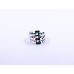 Contemporary Cocktail Ring with Multi-Colored Stones and Layered Lines