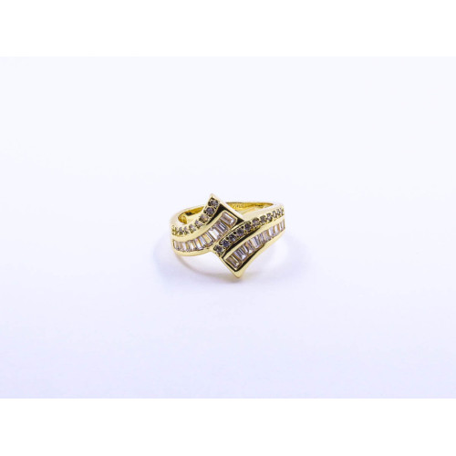 Baguette and Circle Shape Stones Cocktail Ring in Hugging Design